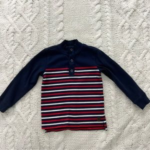 Janie and Jack Cotton Pullover Mock Snap Button Sweatshirt Blue Stripe Size 4